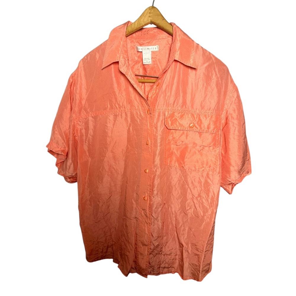 The Limited Silk Button-Up Shirt Peach Short Sleeve S